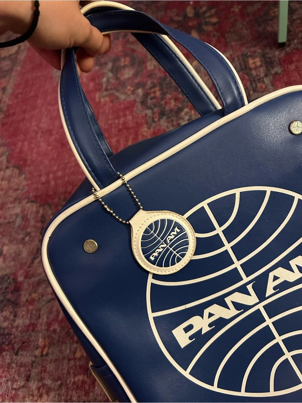 Navy Blue Retro Logo Travel Tote